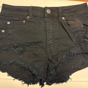 American Eagle Outfitters Black Frayed Jean Shorts